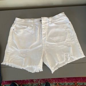 White ripped Denim Shorts